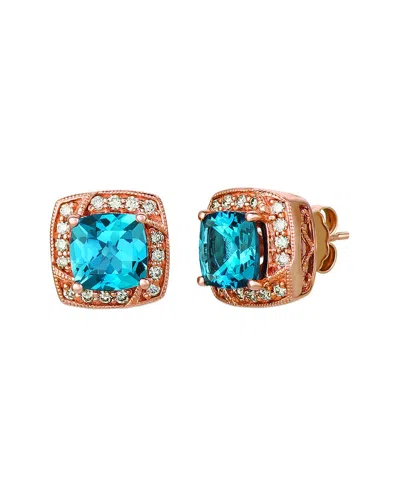Le Vian ® Deep Sea Blue Topaz™ 14k Rose Gold 3.26 Ct. Tw. Diamond & London Blue Topaz Stud Earrings