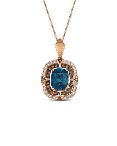 Le Vian ® Deep Sea Blue Topaz™ 14k Rose Gold 5.12 Ct. Tw. Diamond & London Blue Topaz Pendant