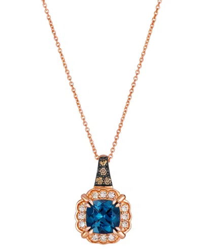 Le Vian Deep Sea Blue Topaz (1-5/8 Ct. T.w.), Nude Diamond (1/6 Ct. T.w.) & Chocolate Diamond (1/20 Ct. T.w. In Gold