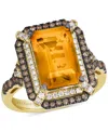 Le Vian Deep Sea Blue Topaz (3-7/8 Ct. T.w.) & Diamond (5/8 Ct. T.w.) Double Halo Ring In 14k Rose Gold (als In Citrine,yellow Gold