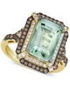 Le Vian Deep Sea Blue Topaz (3-7/8 Ct. T.w.) & Diamond (5/8 Ct. T.w.) Double Halo Ring In 14k Rose Gold (als In Green Quartz,yellow Gold