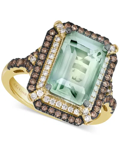 Le Vian Deep Sea Blue Topaz (3-7/8 Ct. T.w.) & Diamond (5/8 Ct. T.w.) Double Halo Ring In 14k Rose Gold (als In Green Quartz,yellow Gold