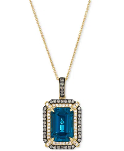 Le Vian Deep Sea Blue Topaz (3-9/10 Ct. T.w.), Chocolate Diamond (1/4 Ct. T.w.) And Nude Diamond (1/5 Ct. T. In Gold