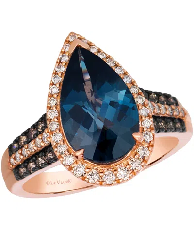 Le Vian Deep Sea Blue Topaz (3-1/3 Ct. T.w.), Nude Diamond (1/4 Ct. T.w.) & Chocolate Diamond (1/5 Ct. T.w.) In Gold
