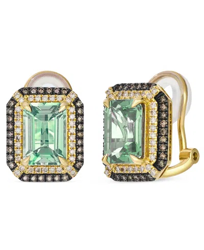 Le Vian Deep Sea Blue Topaz (5 Ct. T.w.) & Diamond (5/8 Ct. T.w.) Post/clip-on Convertible Button Earrings I In Multi