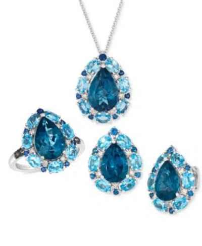 Le Vian Deep Sea Blue Topaz Blue Topaz Blueberry Sapphire Nude Diamond Ring Earrings Pendant Necklace Collec In White Gold