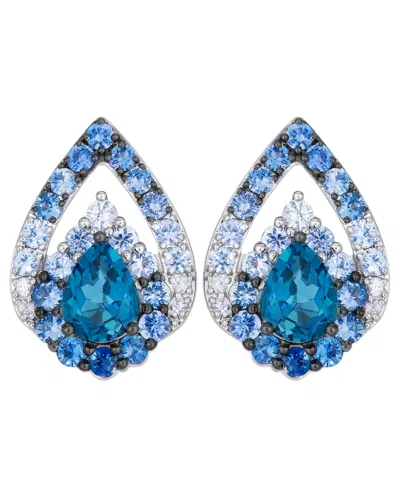 Le Vian Deep Sea Blue Topaz Pear Shaped, Sapphire Ombre & White Sapphire Earrings (4-3/8 Ct. T.w.) In 14k Va