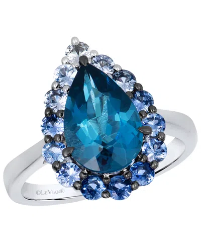 Le Vian Deep Sea Blue Topaz Pear Shaped, Sapphire Ombre & White Sapphire Ring (3-7/8 Ct. T.w.) In 14k Vanill