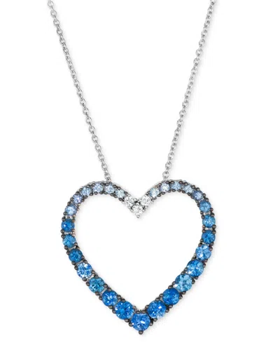 Le Vian Demin Ombre (1-1/20 Ct. T.w.) & White Sapphire (1/20 Ct. T.w.) Heart 20" Adjustable Pendant Necklace In Multi