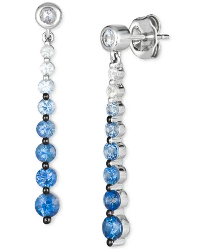 Le Vian Denim Ombre (1 Ct. T.w.) & White Sapphire (1/3 Ct. T.w.) Linear Drop Earrings In 14k White Gold In Metallic