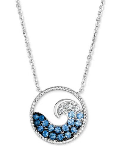 Le Vian Denim Ombre (1/2 Ct. T.w.) & White Sapphire (1/8 Ct. T.w.) Wave Disc Adjustable 18.5" Pendant Neckla In 14k Vanilla Gold Adjustable Necklace