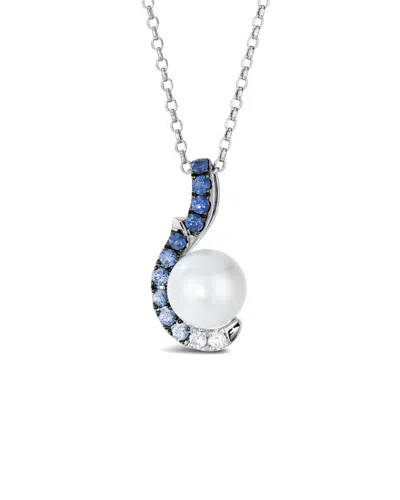 LE VIAN LE VIAN® DENIM OMBRÉ® 14K 0.55 CT. TW. SAPPHIRE & 9.5-10MM PEARL PENDANT