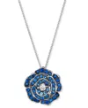 Le Vian Denim Ombre (7/8 Ct. T.w.) & Nude Diamond (1/20 Ct. T.w.) Flower Pendant Necklace In 14k White Gold, In No Color