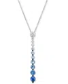 Le Vian Denim Ombre (7/8 Ct. T.w.) & White Sapphire (1/6 Ct. T.w.) Graduated Adjustable 20" Lariat Necklace  In Metallic
