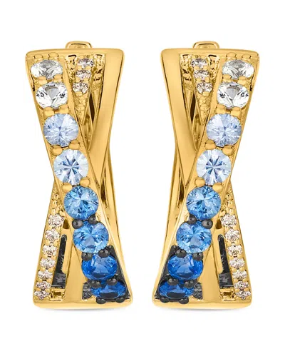 Le Vian Denim Ombre Sapphire (1 Ct. T.w.), Vanilla Sapphire & Nude Diamond (1/10 Ct. T.w.) Earrings In 14k H In Gold