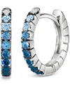 Le Vian Denim Ombre Sapphire (1/4 Ct. T.w.) & White Sapphire (1/20 Ct. T.w.) Small Hoop Earrings In 14k Whit In Sapphire