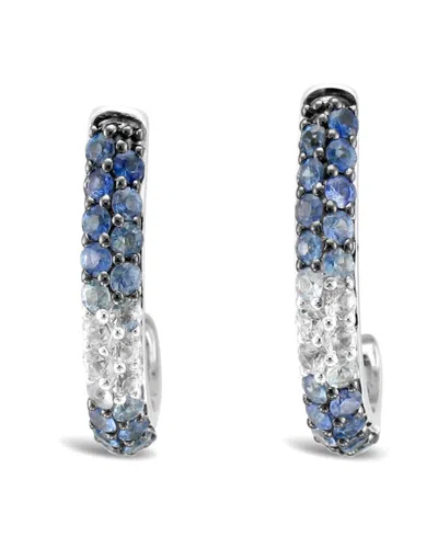 LE VIAN LE VIAN® DENIM OMBRÉ® SAPPHIRE 14K 1.40 CT. TW. WHITE SAPPHIRE HOOP EARRINGS
