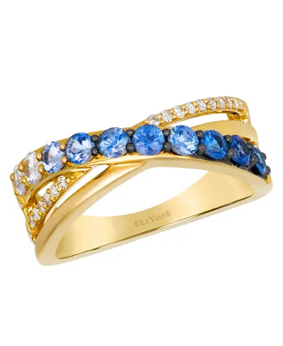 Le Vian Denim Ombre Sapphire (3/4 Ct. T.w.), Vanilla Sapphire & Nude Diamond (1/10 Ct. T.w.) Ring In 14k Hon In Gold
