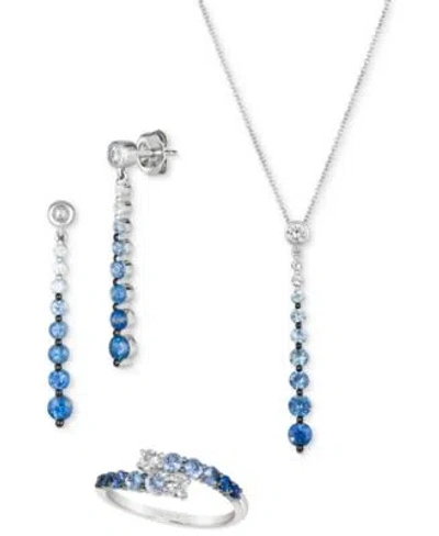 Le Vian Denim Ombre White Sapphire Ring Earrings Necklace In 14k Wg
