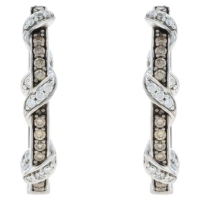 Pre-owned Le Vian Desert Diamond Crossover Inside-out Hoop Earrings White Gold 14k 1.00ctw