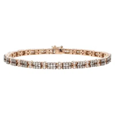 Pre-owned Le Vian Desert Diamond Link Bracelet 7" - Rose Gold 14k Round Brilliant 2.50ctw In Red