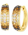 Le Vian Desert Ombre Citrine (1/2 Ct. T.w.) & Diamond (1/2 Ct. T.w.) Triple Row Small Hoop Earrings, 0.71" In Gold