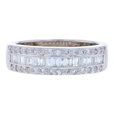 Pre-owned Le Vian Diamond Band - White Gold 18k Round & Baguette .40ctw Wedding Ring Sz 7
