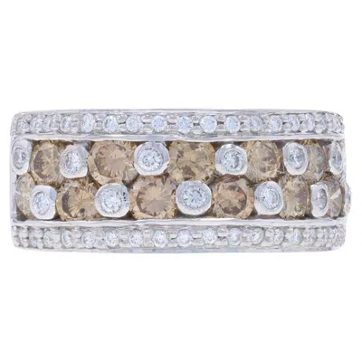 Pre-owned Le Vian Diamond Cluster Cocktail Band - White Gold 14k Round 1.75ctw Ring