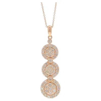 Pre-owned Le Vian Diamond Cluster Halo Necklace Rose Gold 14k Round 1.50ctw Circles Adjust In Red