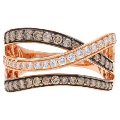 Pre-owned Le Vian Diamond Crossover Band - Rose Gold 14k Round .75ctw Limited Edition Ring In Red