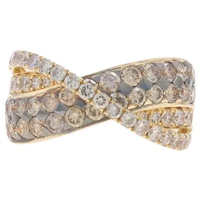 Pre-owned Le Vian Diamond Crossover Band - Yellow Gold 14k Round Brilliant 1.87ctw Ring