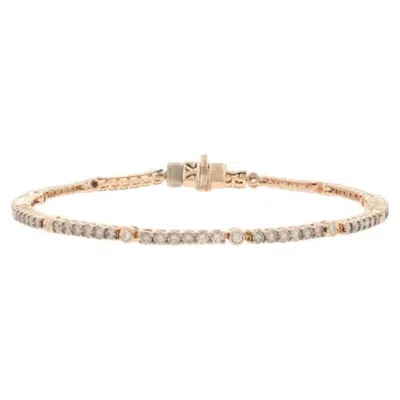 Pre-owned Le Vian Diamond Link Bracelet 7 1/4" - Rose Gold 14k Round Brilliant 2.00ctw In Red