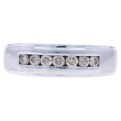 Pre-owned Le Vian Diamond Men's Wedding Band - White Gold 14k Round Brilliant .38ctw Chann