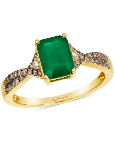Le Vian Emerald (1-1/5 Ct. T.w.), Chocolate Diamond (1/5 Ct. T.w.) & Nude Diamond (1/20 Ct. T.w.) Ring In 14 In Gold