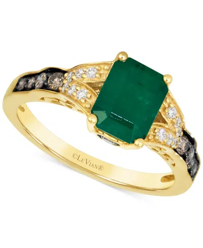 Le Vian Emerald (1-2/5 Ct. T.w.), Chocolate Diamond (1/4 Ct. T.w.) & Vanilla Diamond (1/10 Ct. T.w.) Ring In In Gold