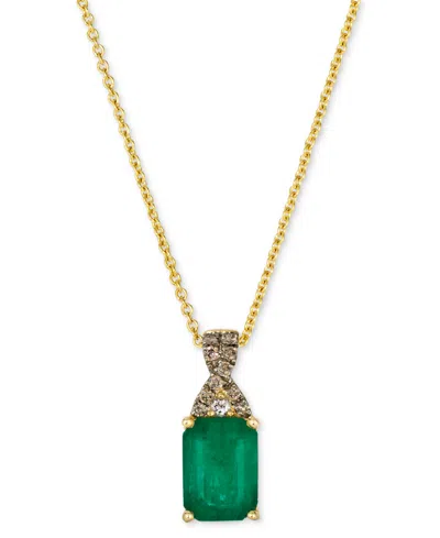 Le Vian Emerald (1 Ct. T.w.), Nude Diamond & Chocolate Diamond Accent 20" Pendant Necklace In 14k Honey Gold