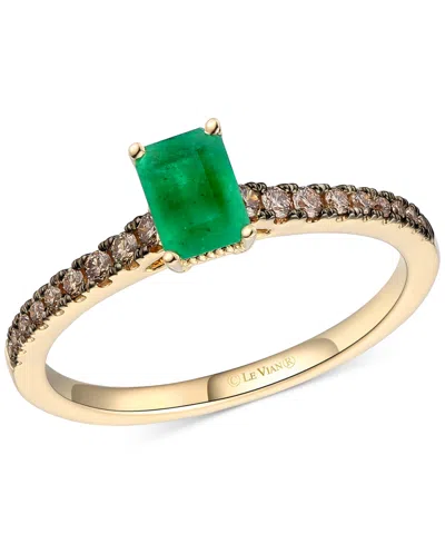 Le Vian Emerald (1/3 Ct. T.w.) & Chocolate Diamond (1/5 Ct. T.w.) Ring In 14k Honey Gold In Green