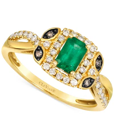 Le Vian Emerald (1/3 Ct. T.w.), Nude Diamond (1/4 Ct. T.w.) & Chocolate Diamond Accent Ring In 14k Honey Gol In No Color