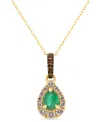 Le Vian Emerald (1/4 Ct. T.w.), Chocolate Diamond (1/20 Ct. T.w.) And Nude Diamond Necklace (3/20 Ct. T.w.)  In Gold