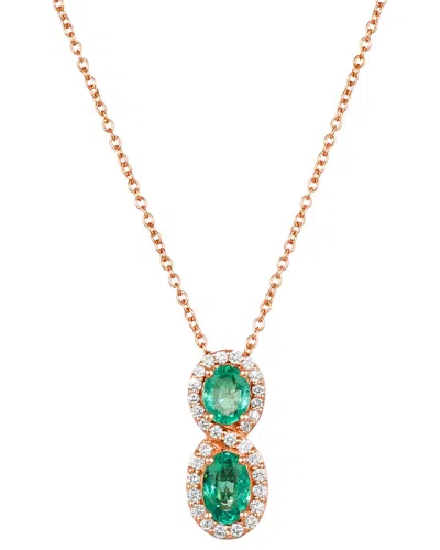Le Vian ® Emerald 14k Rose Gold 0.85 Ct. Tw. Diamond & Emerald Pendant Necklace