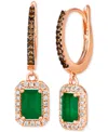 Le Vian Emerald (3/4 Ct. T.w.) Nude Diamonds (1/4 Ct. T.w.) & Chocolate Diamonds (1/8 Ct. T.w.) Drop Earring In Rose Gold
