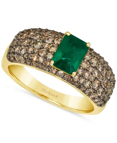 Le Vian Emerald (5/8 Ct. T.w.) & Chocolate Diamond (1 Ct. T.w.) Ring In 14k Honey Gold In Green