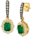 Le Vian Emerald (5/8 Ct. T.w.), Nude Diamond (3/8 Ct. T.w.) & Chocolate Diamond (1/5 Ct. T.w.) Drop Earrings In Gold