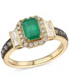 Le Vian Emerald (5/8 Ct. T.w.), Vanilla Diamond (1/8 Ct. T.w.) & Chocolate Diamond (1/5 Ct. T.w.) Ring In 14 In Yellow Gold