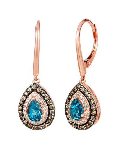 Le Vian ® Escape 14k Rose Gold 1.09 Ct. Tw. Diamond & London Blue Topaz Dangle Earrings