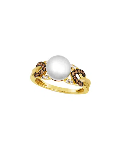 Le Vian Euphoria Chocolate 14k 0.22 Ct. Tw. Diamond & 8.5mm Pearl Cz Ring