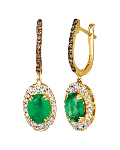 Le Vian ® Euphoria Chocolate 14k 2.17 Ct. Tw. Diamond & Emerald Earrings In Gold