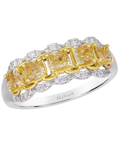 Le Vian Fancy Light Yellow Diamond (1.15 Ct. T.w.) & Vanilla Diamond (0.17 Ct. T.w.) Ring In 14k Two-tone Go In Gold