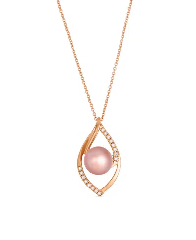 Le Vian Freshwater Pearl (8-9mm) & Nude Diamond (0.11 Ct. T.w.) Pendant Necklace In 14k Strawberry Gold In Brown