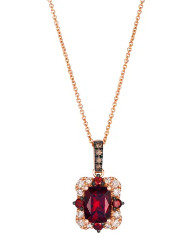 Le Vian Garnet (1-7/8 Ct. T.w.) & Diamond (5/8 Ct. T.w.) Pendant Necklace In 14k Strawberry Gold